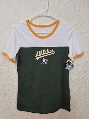Genuine Merchandise Green, White & Yellow Athletics A's Short Sleeve Tee
